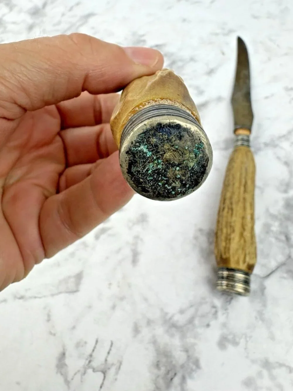 *Antique Stag Antler Handle Carving Set Knife & Fork